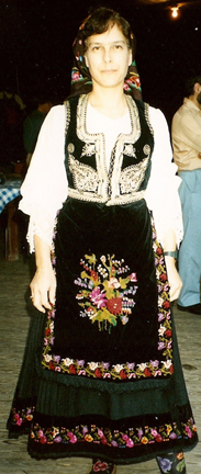 Stefni Agin wearing Serbian womans folk costume